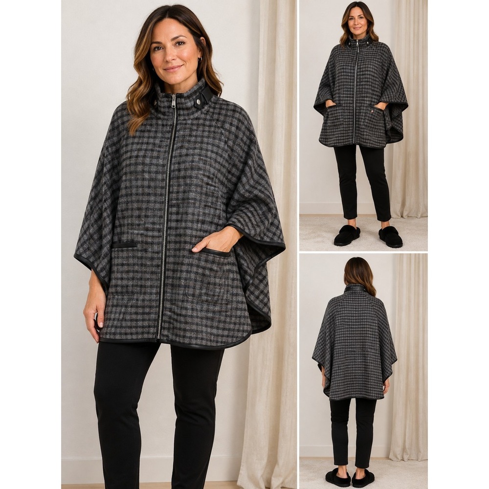 Riley & Rae English Countryside Cape Jacket Womens L/XL Wool  Poncho Org $139